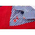 ボーイズニットフラミンゴ刺繡シャツ-カラープルオーバー